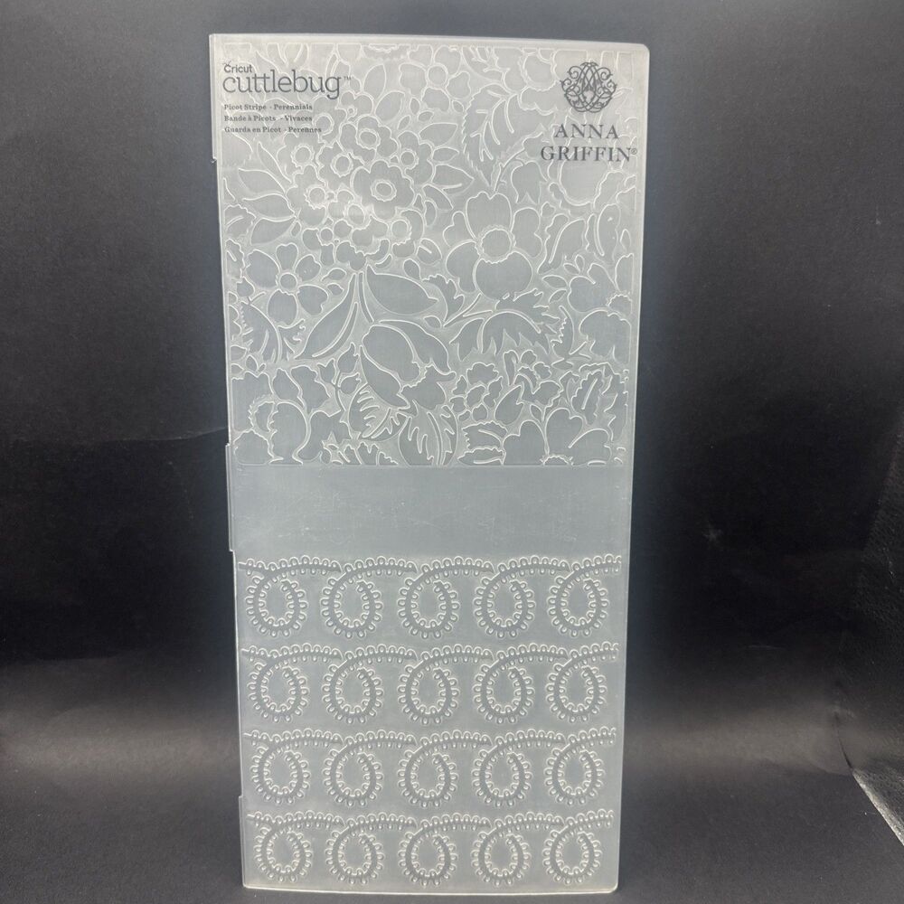 Cuttlebug Embossing Folder Pattern PICOT STRIPE PERENNIALS Anna Griffin extended